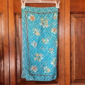 Vintage semi-sheer blue white floral print scarf